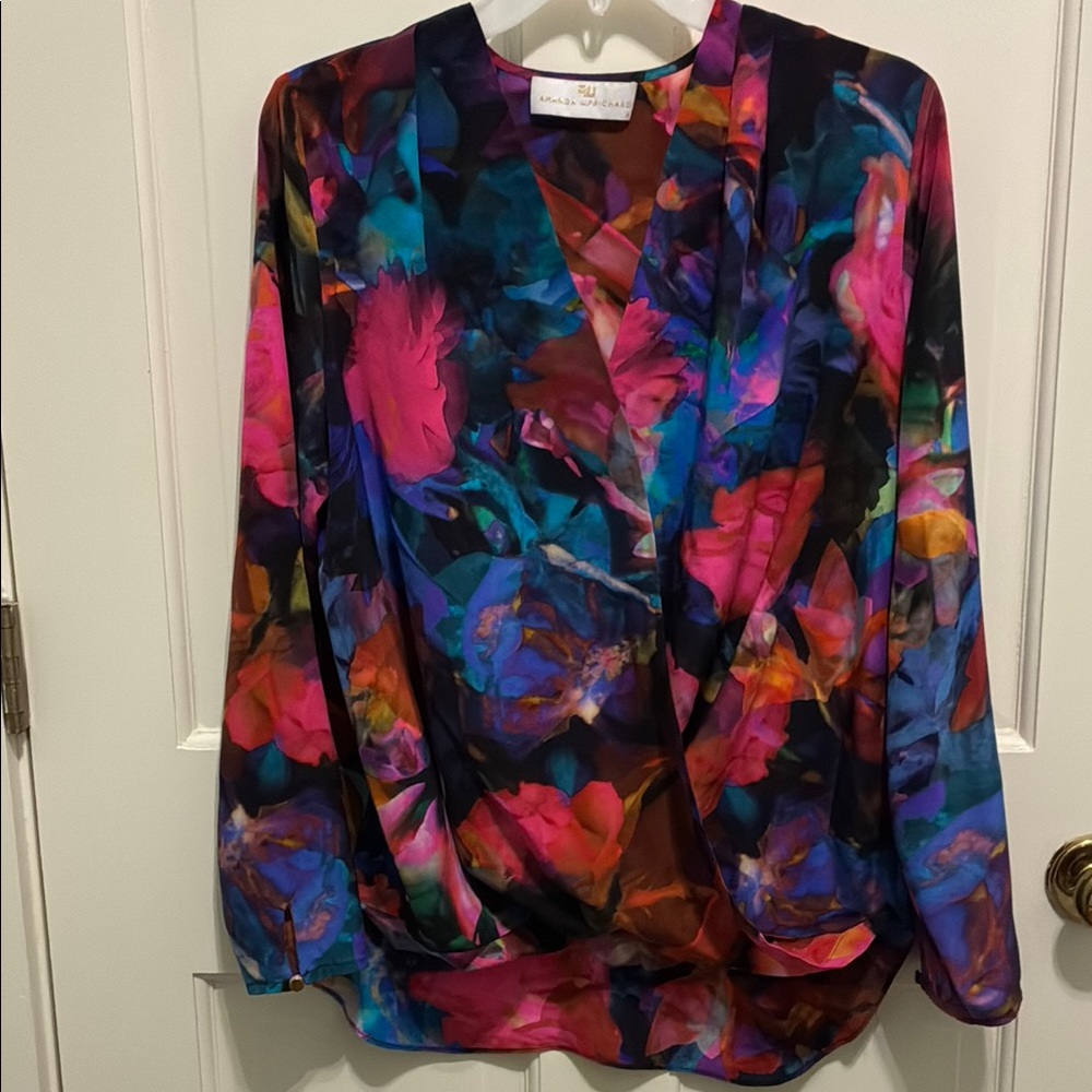 Amanda Uprichard  100% Silk Floral Abstract Blouse | Size Medium